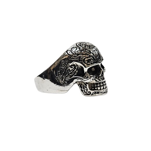 925 Silver Mens skull punk Ring - Picture 5 of 6